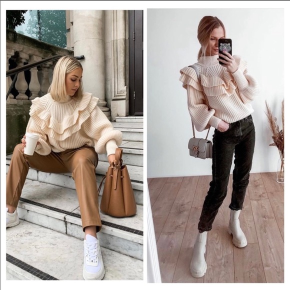 H&M BLOGGERS FAVORITE RUFFLED SWEATER π¦ - Picture 7 of 12